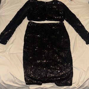Rehab Black Sequin Skirt Set
